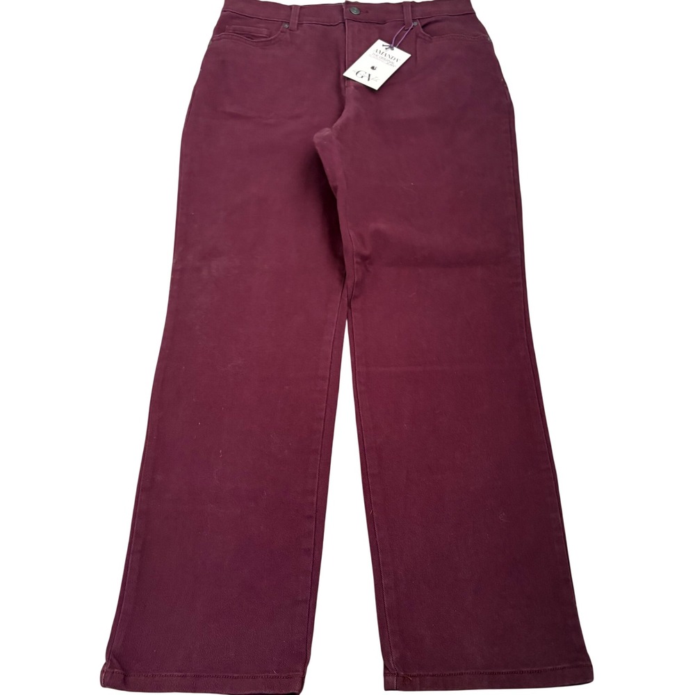 Gloria Vanderbilt Amanda Jeans Womens 10 Short Burgundy Tapered Leg Stretch NEW
